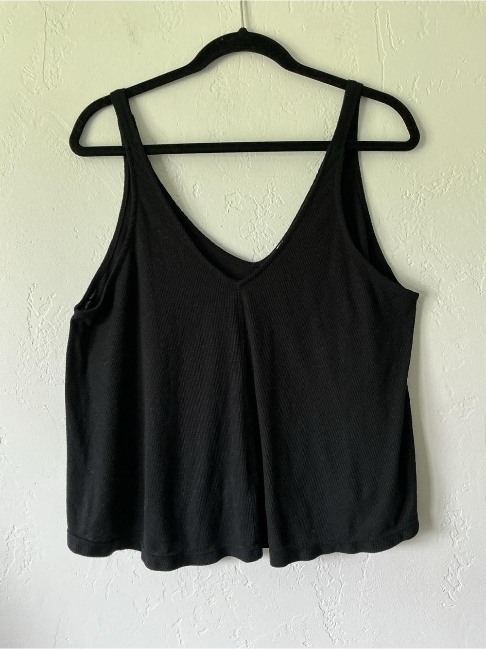 FP Intimately Black V-Neck Flowy Knit Tank Top